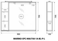 Зеркало-шкаф BelBagno MARINO-SPC-900/750-1A-BL-P-L с подсветкой