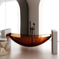 Прозрачная ванна ABBER Kristall AT9704Opal подвесная коричневая 180х80