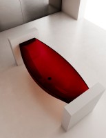 Прозрачная ванна ABBER Kristall AT9704Rubin подвесная красная 180х80