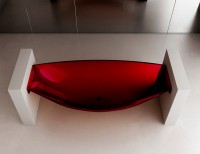 Прозрачная ванна ABBER Kristall AT9704Rubin подвесная красная 180х80