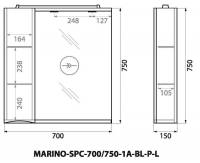 Зеркало-шкаф BelBagno MARINO-SPC-700/750-1A-BL-P-L с подсветкой