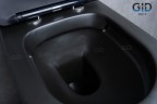 Безободковый подвесной унитаз черный матовый микролифт дюропласт Gid Tr2130bm