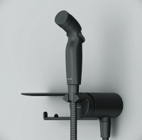 Смеситель AM.PM F0H8F922 Func, гигиенический набор со смесителем для душа с полкой, черный