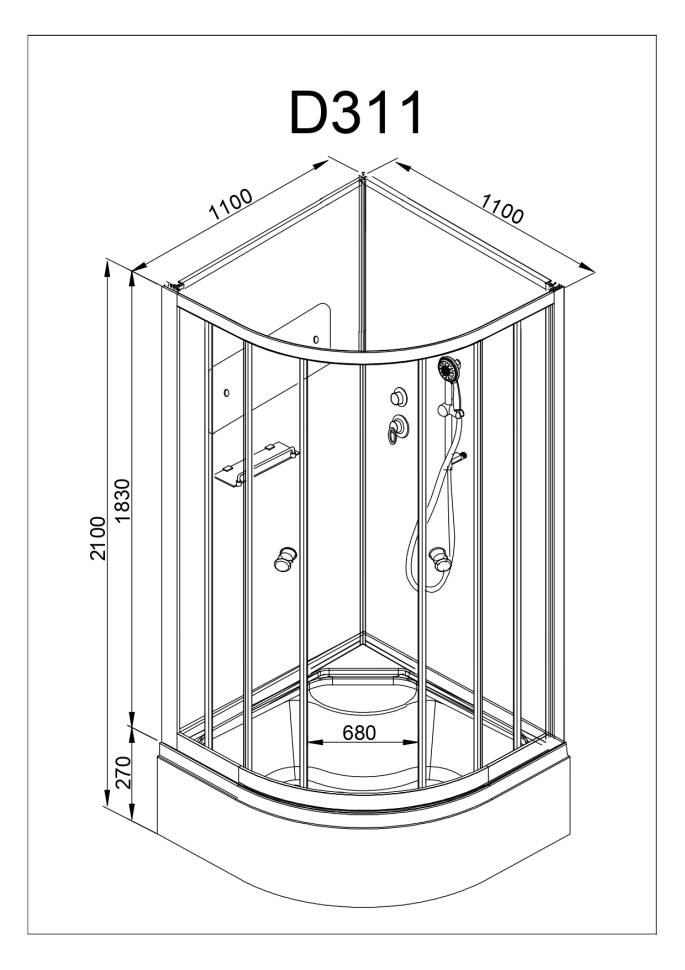Душевая кабина AvaCan D311 110x110x208