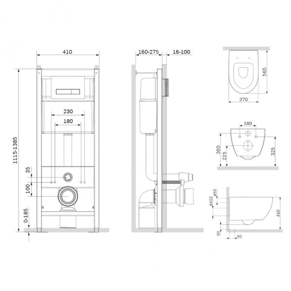 Комплект Унитаз подвесной AM.PM Awe IS30251.111700 с сиденьем микролифт и клавишей хром глянец